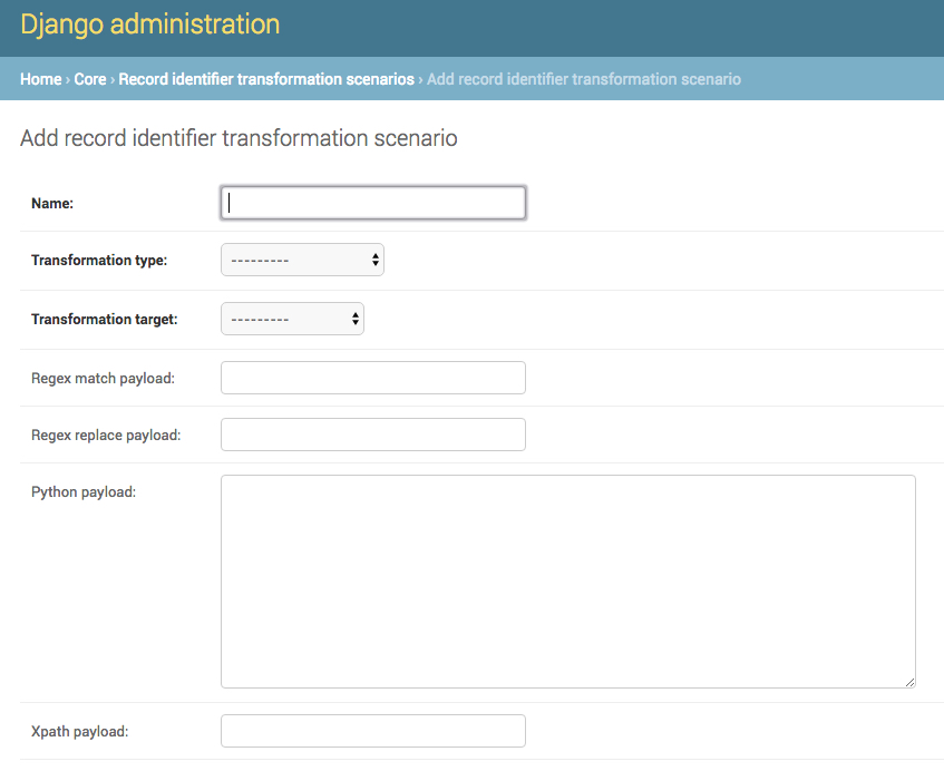 image of the Django form for adding a RITS