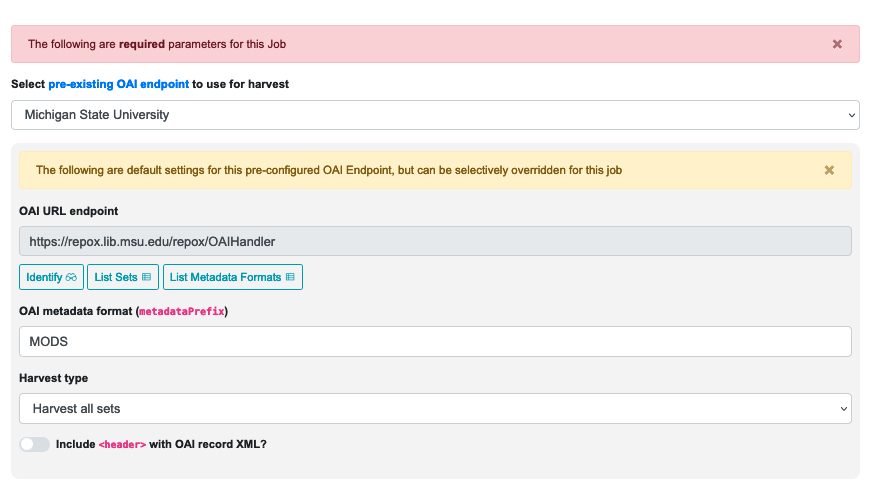 an image of the information describing an OAI endpoint