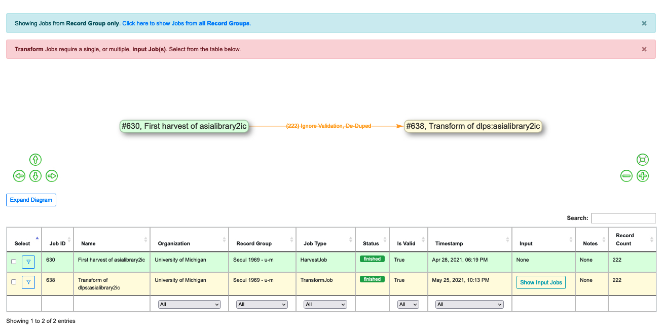 an image of the interface for new Transformation Jobs