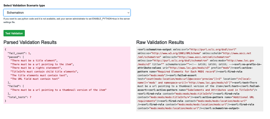 an image showing the results of a test Validation