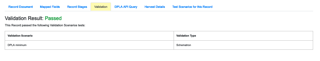 Validation results for this Record