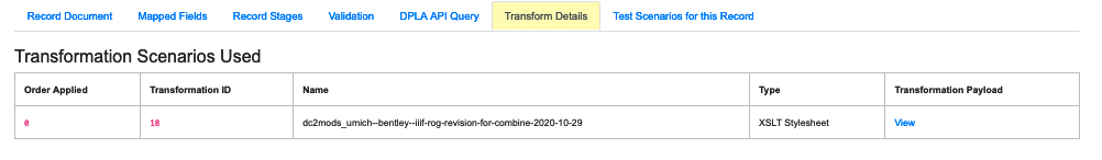 Transformation Scenarios on the Transform Record details page