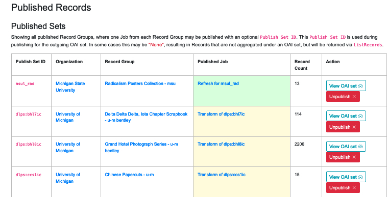 an image of a published Records page