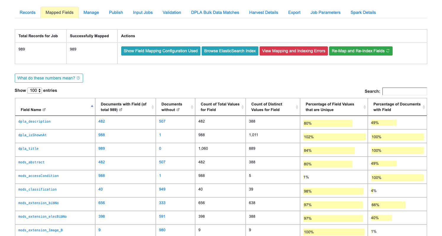 Example of a field Analysis Job