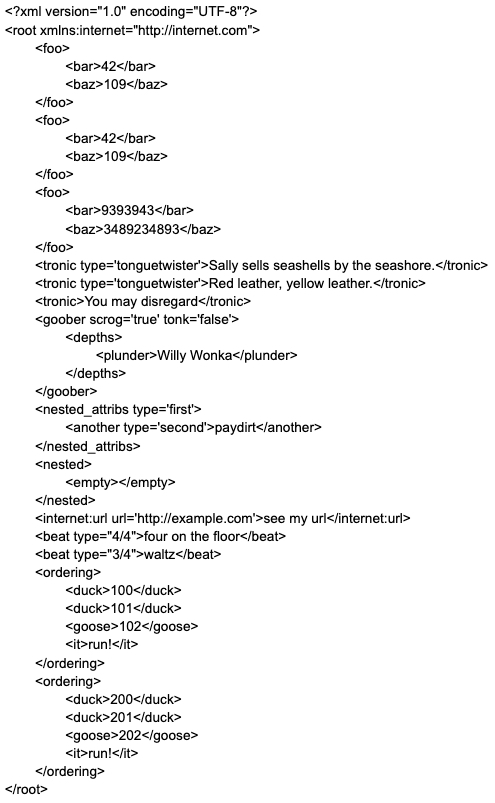 image of xml for the example